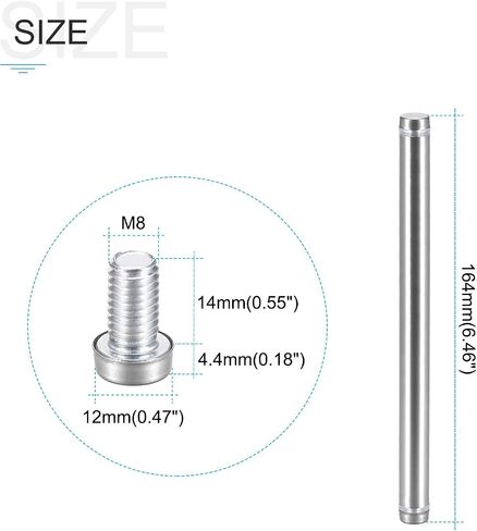Double Head Standoff Screws (12x44mm) 6pcs, Stainless Steel Advertising Screws Glass Acrylic Nail - for Glass Acrylic Display Bracket in Saudi Arabia
