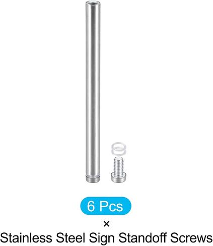 Double Head Standoff Screws (12x44mm) 6pcs, Stainless Steel Advertising Screws Glass Acrylic Nail - for Glass Acrylic Display Bracket in Saudi Arabia