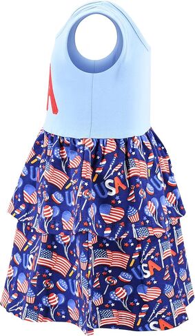 Unique Baby Flag Print Girls 4th of July Outfits for Girls Patriotic Dresses in Saudi Arabia