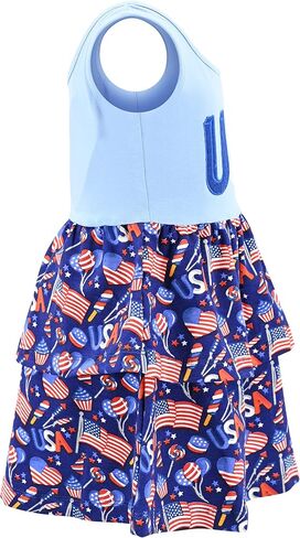 Unique Baby Flag Print Girls 4th of July Outfits for Girls Patriotic Dresses in Saudi Arabia