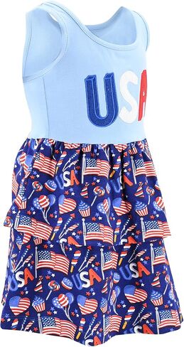 Unique Baby Flag Print Girls 4th of July Outfits for Girls Patriotic Dresses in Saudi Arabia