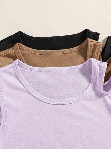 Milumia Girl's 3 Pack Tank Top Set Cut Out Crewneck Oblessed Tops Basic in Saudi Arabia