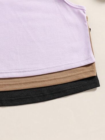 Milumia Girl's 3 Pack Tank Top Set Cut Out Crewneck Oblessed Tops Basic in Saudi Arabia