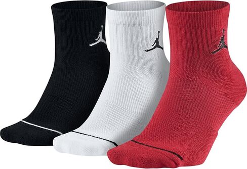 Jordan Jumpman Quarter 3 Pair Men's Socks Black/White/Red sx5544-011 (Size S) in Saudi Arabia