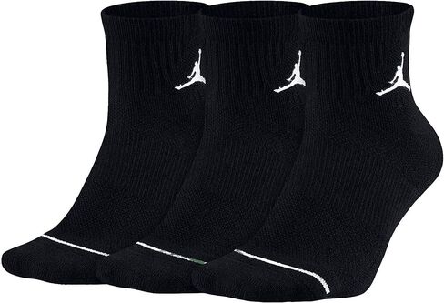Jordan Jumpman Quarter 3 Pair Men's Socks Black/White/Red sx5544-011 (Size S) in Saudi Arabia