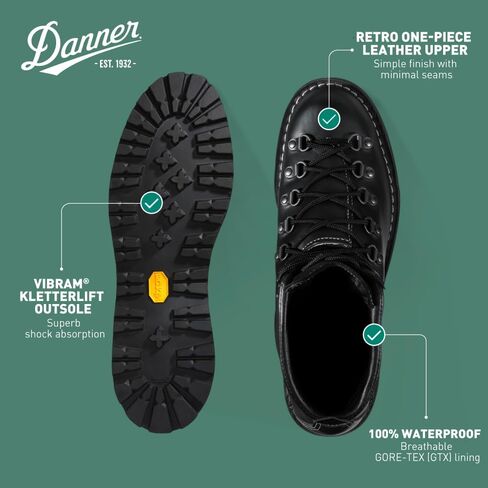 حذاء Danner Mountain Light II مقاس 5 بوصات Gore-Tex مقاوم للماء للمشي لمسافات طويلة للرجال مع جلد متين محبب بالكامل، حاجز Gore-Tex قابل للتنفس ونعل خارجي للجر in Saudi Arabia