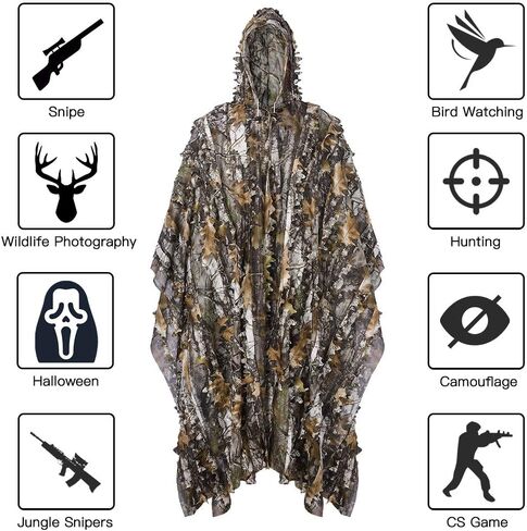 Hunting Ghillie Suit 3D Bionic Leafy Camo Clothing Jungle Hunting, Wildlife Photography, Bird Watching, Shooting in Kuwait