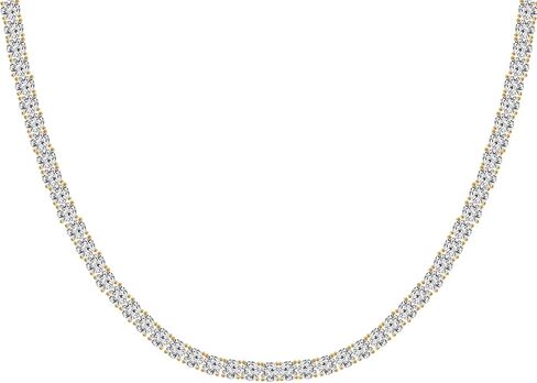 14K الذهب مطلي الصلبة 925 Sterling الفضة التنس قلادة | قلادة كلاسيكية للنساء والرجال | 3mm-5mm Round Round Zirconia CZ CZ محاكاة الماس in Kuwait