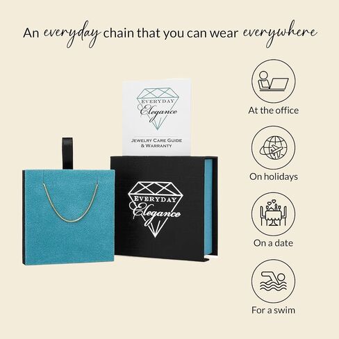 Everyday Elegance Solid 14K White, Yellow or Rose Gold Box Link Chain Necklace for Women Square Box Design| Spring Ring Clasp | 0.6mm or 1.0mm Thickness | 14 16 18 20 22 Inch Lengths With Gift Box in Saudi Arabia