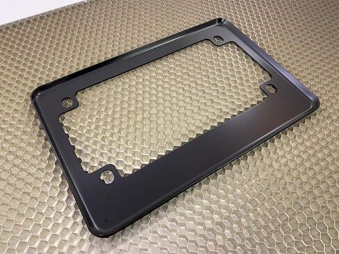 Motorcycle Personalized Flames Design with Custom Text - Anodized Aluminum Laser Etched Standard Size License Plate Frame - Black in Saudi Arabia
