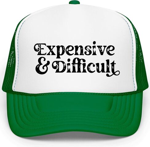 Expensive and Difficult Humorous Trucker Hat Adult Foam Front Classic 5 Panel Mesh Snapback in Saudi Arabia