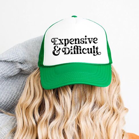 Expensive and Difficult Humorous Trucker Hat Adult Foam Front Classic 5 Panel Mesh Snapback in Saudi Arabia