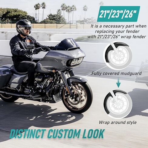 Mokitdora Touring Front Fender Spacers Mount Bracket لـ 21 "23" 26 "Wrap Well متوافق مع 1997-2013 Harley Street Electra Road King Flh Flt ، Chrome in Kuwait