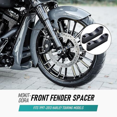 Mokitdora Touring Front Fender Spacers Mount Bracket لـ 21 "23" 26 "Wrap Well متوافق مع 1997-2013 Harley Street Electra Road King Flh Flt ، Chrome in Kuwait