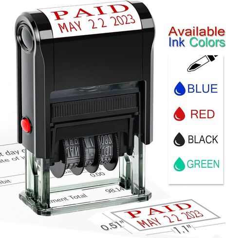 Received Stamp Self Inking Date Stamp Office Rubber Received Stamp with Date Office Stamps for Business 12-Year Band Green Ink … in Saudi Arabia
