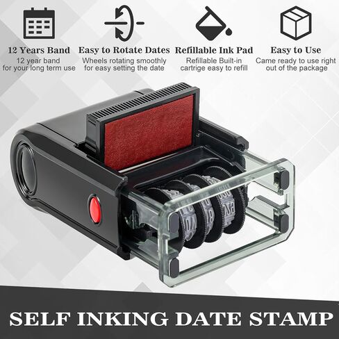 Received Stamp Self Inking Date Stamp Office Rubber Received Stamp with Date Office Stamps for Business 12-Year Band Green Ink … in Saudi Arabia