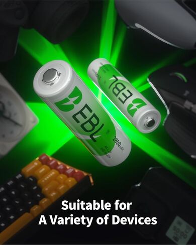 EBL AA Rechargeable Batteries 2800mAh (4 Pack) and AAA Rechargeable Batteries 1100mAh (4 Pack), 1.2V Ni-Mh Batteries Combo in Kuwait