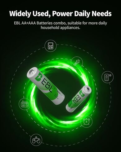 EBL AA Rechargeable Batteries 2800mAh (4 Pack) and AAA Rechargeable Batteries 1100mAh (4 Pack), 1.2V Ni-Mh Batteries Combo in Kuwait