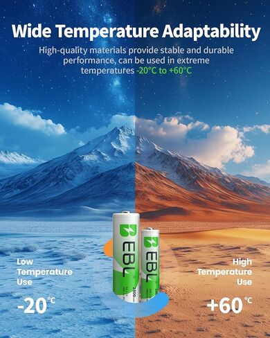 EBL AA Rechargeable Batteries 2800mAh (4 Pack) and AAA Rechargeable Batteries 1100mAh (4 Pack), 1.2V Ni-Mh Batteries Combo in Kuwait