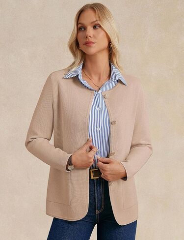 GRACE KARIN Sweater Blazers for Women 2025 Casual Button up Knit Blazer Open Front Sweatshirt Blazer Jacket with Pockets in Saudi Arabia