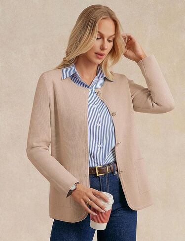 GRACE KARIN Sweater Blazers for Women 2025 Casual Button up Knit Blazer Open Front Sweatshirt Blazer Jacket with Pockets in Saudi Arabia