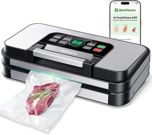 95Kpa Powerful Precision Pro Vacuum Sealer, with 10-in-1 Functions, Easy-Lock Handle, Double Heat Seal & Double Pump, Vacuum Sealer Machine for Food with Bags Storage, Built-in Cutter, Grey in Saudi Arabia