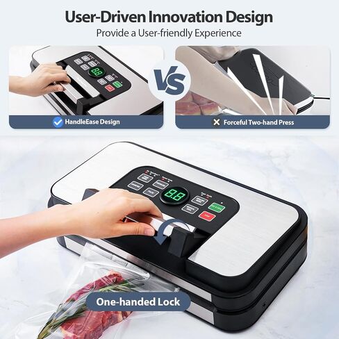 95Kpa Powerful Precision Pro Vacuum Sealer, with 10-in-1 Functions, Easy-Lock Handle, Double Heat Seal & Double Pump, Vacuum Sealer Machine for Food with Bags Storage, Built-in Cutter, Grey in Saudi Arabia