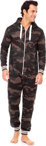 Skylinewears Men's Onesie Printed Playsuit Zip-Up Long Sleeve Adult One Piece Jumpsuit Non Footed Union Suit in Kuwait