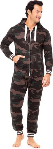 Skylinewears Men's Onesie Printed Playsuit Zip-Up Long Sleeve Adult One Piece Jumpsuit Non Footed Union Suit in Kuwait