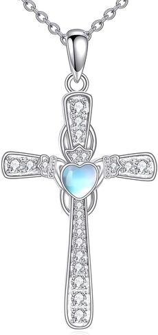 Spoon Cross Necklace Sterling Silver Celtic Heart Knot Pendant Fashion Jewelry Gift for Women Girls in Saudi Arabia