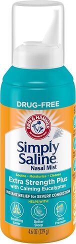 Arm & Hammer Simply Saline Nasal Mist Extra Strength Plus with Calming Eucalyptus, for Severe Congestion Relief, 4.6 Oz in Saudi Arabia
