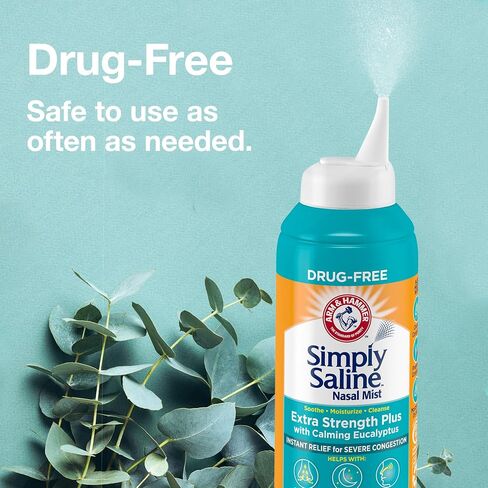 Arm & Hammer Simply Saline Nasal Mist Extra Strength Plus with Calming Eucalyptus, for Severe Congestion Relief, 4.6 Oz in Saudi Arabia