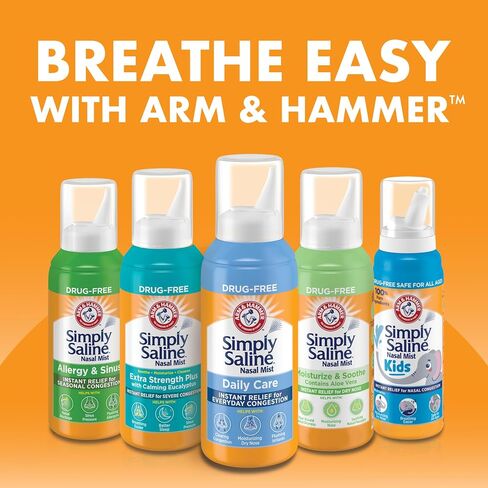 Arm & Hammer Simply Saline Nasal Mist Extra Strength Plus with Calming Eucalyptus, for Severe Congestion Relief, 4.6 Oz in Saudi Arabia