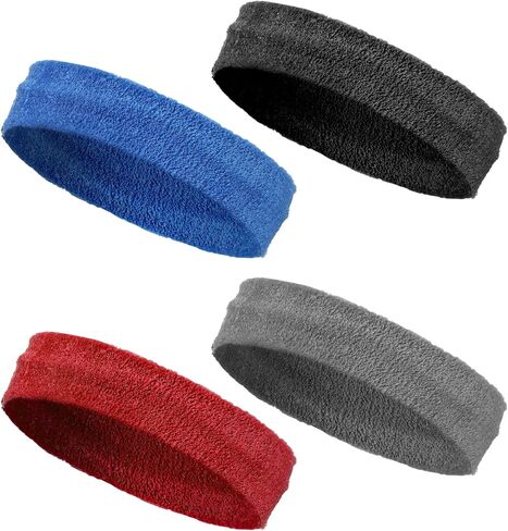 4pcs Sportsballs for Men & Women Terry Clothblands Band Wicking Orchingbled Beadbled Athletic Twish Cotton Cotton Teash for Tennis Running Basketing Out Outdoor in Kuwait