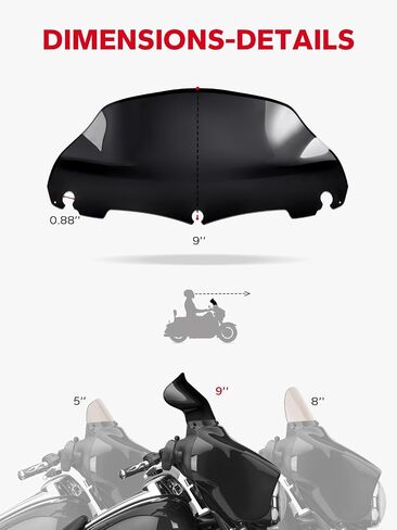 Amazicha Black 9" Wave Windshield Windscreen Compatible for 2014-2023 Harley Davidson Touring Street Glide Electra Glide Ultra Limited Tri Glide FLHT FLHX FLHXS FLHTK 14-23 in Saudi Arabia