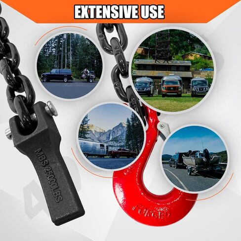 2-Pack Grade 80 Trailer Safety Chain 35 Inch with 3/8'' Clevis Snap Hook and Chain Retainer | Transport Chain WLL 25,000 lbs for Towing in Saudi Arabia