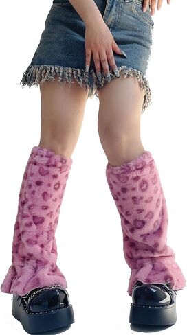 تدفئة الساق للنساء والبنات y2k kawaii fur fur مزدح in Kuwait