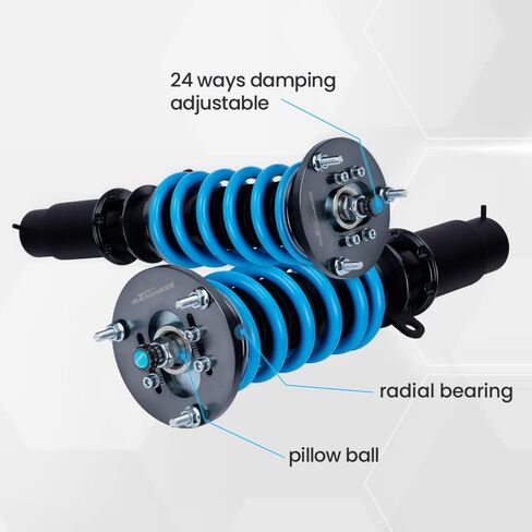 maXpeedingrods Coilover for BMW E46 1998-2007, 24 Levels Damper Adjustable Coilovers Suspension Kit, Height Adjustable Shock Absorber Struts, Lowering Kit T6 Upgraded Coilovers, Blue in Kuwait