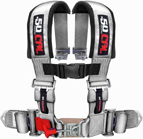 Silver 4 Point Harnesses (2) for Bucket Seat, Quick Release Latch, 9 Color Options, Racing Harness, Race Car, Off Road Vehicle, UTV, RZR (Qty: 2) [6002] in Saudi Arabia
