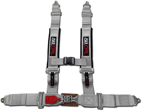 Silver 4 Point Harnesses (2) for Bucket Seat, Quick Release Latch, 9 Color Options, Racing Harness, Race Car, Off Road Vehicle, UTV, RZR (Qty: 2) [6002] in Saudi Arabia
