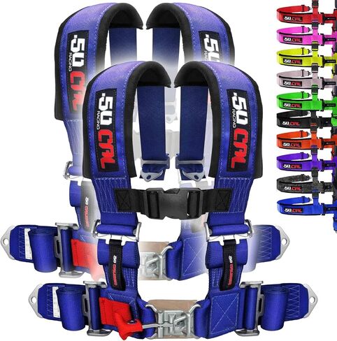 Silver 4 Point Harnesses (2) for Bucket Seat, Quick Release Latch, 9 Color Options, Racing Harness, Race Car, Off Road Vehicle, UTV, RZR (Qty: 2) [6002] in Saudi Arabia