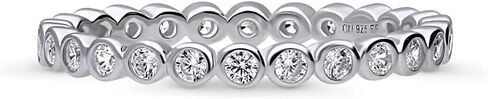 BERRICLE Sterling Silver CZ Bubble Wedding Bridal Rings for Women, Bezel Set Round Cut Cubic Zirconia, Eternity Band in Milgrain/Classic Design, Yellow Gold/Rhodium Plated in Saudi Arabia