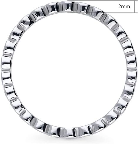 BERRICLE Sterling Silver CZ Bubble Wedding Bridal Rings for Women, Bezel Set Round Cut Cubic Zirconia, Eternity Band in Milgrain/Classic Design, Yellow Gold/Rhodium Plated in Saudi Arabia