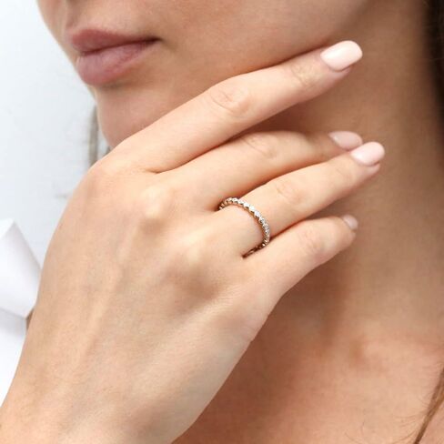 BERRICLE Sterling Silver CZ Bubble Wedding Bridal Rings for Women, Bezel Set Round Cut Cubic Zirconia, Eternity Band in Milgrain/Classic Design, Yellow Gold/Rhodium Plated in Saudi Arabia