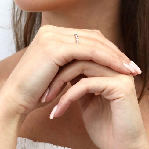 BERRICLE Sterling Silver CZ Bubble Wedding Bridal Rings for Women, Bezel Set Round Cut Cubic Zirconia, Eternity Band in Milgrain/Classic Design, Yellow Gold/Rhodium Plated in Saudi Arabia