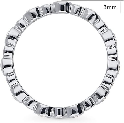 BERRICLE Sterling Silver CZ Bubble Wedding Bridal Rings for Women, Bezel Set Round Cut Cubic Zirconia, Eternity Band in Milgrain/Classic Design, Yellow Gold/Rhodium Plated in Saudi Arabia