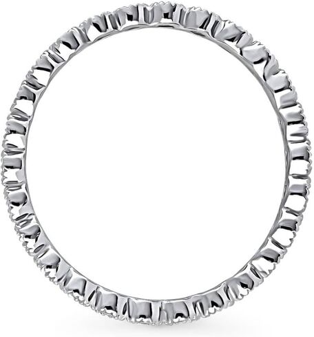 BERRICLE Sterling Silver CZ Bubble Wedding Bridal Rings for Women, Bezel Set Round Cut Cubic Zirconia, Eternity Band in Milgrain/Classic Design, Yellow Gold/Rhodium Plated in Saudi Arabia