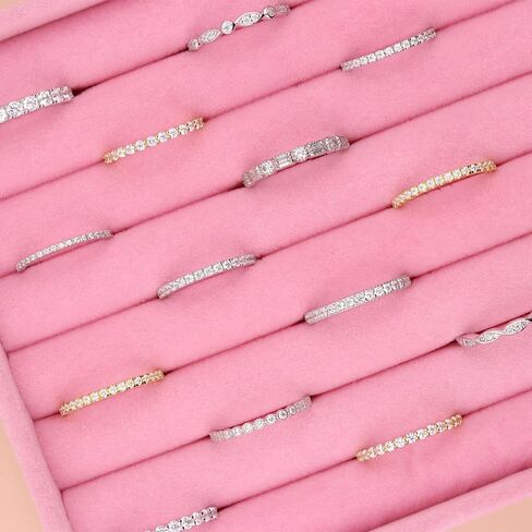 BERRICLE Sterling Silver CZ Bubble Wedding Bridal Rings for Women, Bezel Set Round Cut Cubic Zirconia, Eternity Band in Milgrain/Classic Design, Yellow Gold/Rhodium Plated in Saudi Arabia