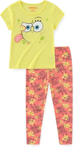 Nickelodeon SpongeBob SquarePants Girls Short Sleeve Shirt and Legging Pants Set for Toddler and Big Kids in Saudi Arabia