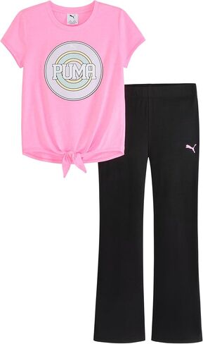 PUMA Girls Short Sleeve Tee & Legging Set, Logo Graphics, Crewneck in Saudi Arabia